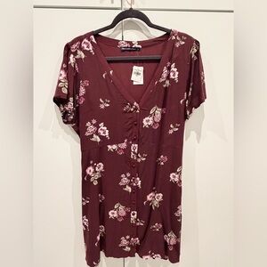 Abercrombie & Fitch Burgundy Floral Blouse